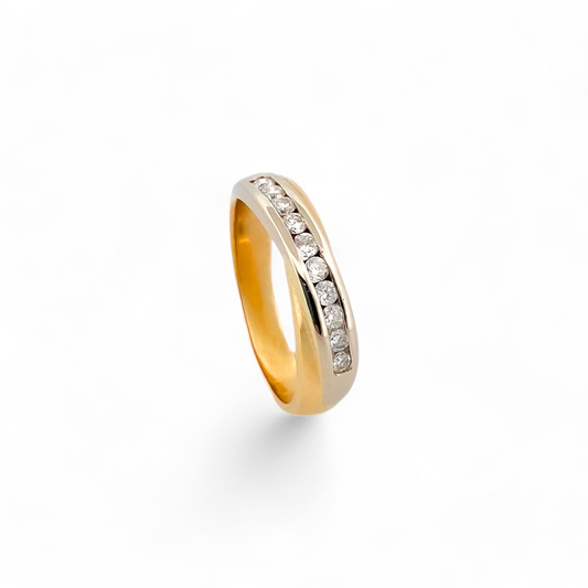 10188GM - Media alianza oro 18kt bicolor diamantes