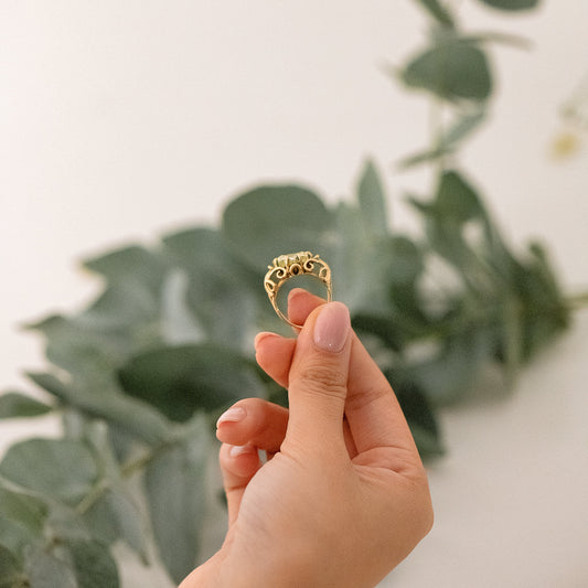 10221GM - Anillo Vintage Oro 18kt piedra peridoto