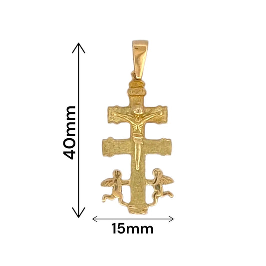 13253GM - Colgante cruz de caravaca oro amarillo 18kt - 40mm x 15mm