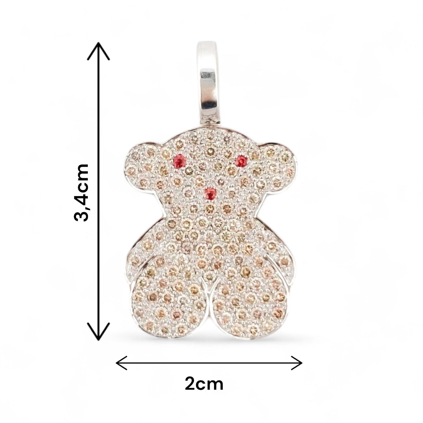 Icónico colgante de Oro blanco de 18kt representativo de Tous con pavé de diamantes amarillos y ojitos y boca de rubíes.Joyería compro oro, dónde comprar y vender joyas en Barcelona al mejor precio. Venta de joyas. Joyas de segunda mano Tous.
