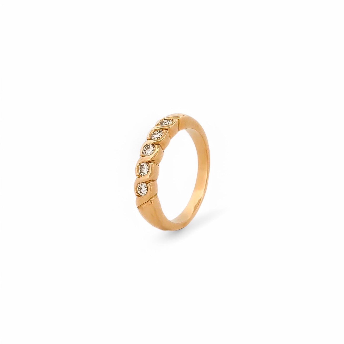 13739GM - Media alianza oro amarillo 18kt con carril 5 brillantes