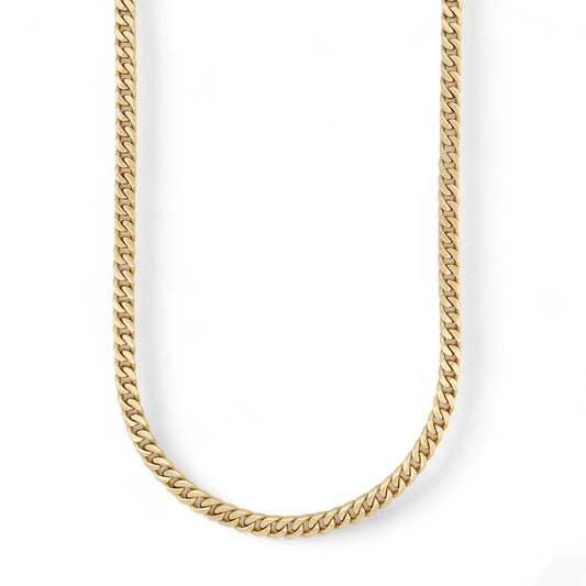 Collar de oro amarillo de 18kt con cadena barbada tipo cubana plana de 6,43mm de grosor y 2,21mm de altura. La cadena mide 60cm de largo y lleva cierre tipo cajón y 2 cierres de seguridad laterales. Joya unisex.Cadenas de hombre de oro de 18kt baratas