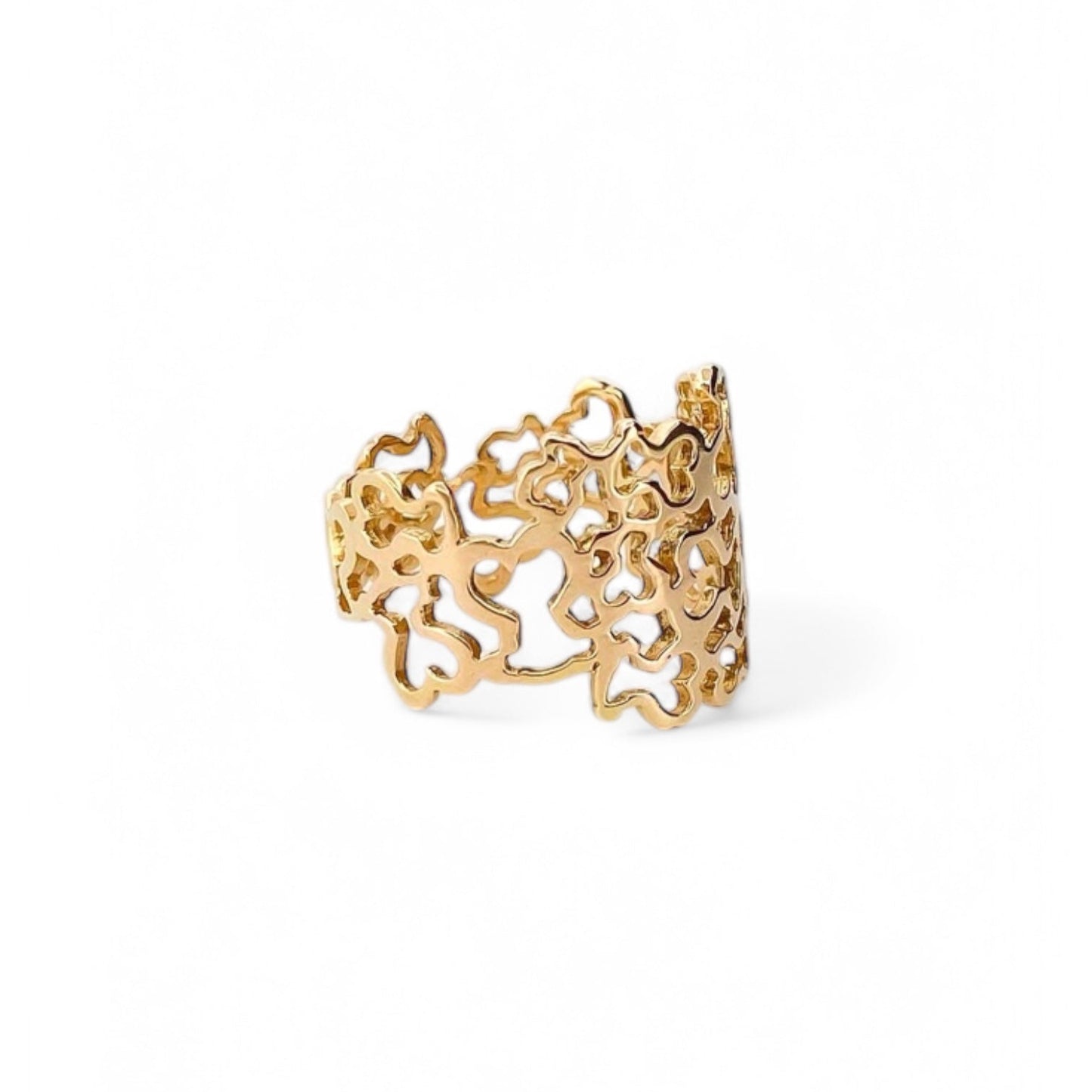Anillo original de TOUS realizado en oro amarillo de 18kt modelo Milosos con el icónico relieve de los Ositos de Tous. Joyas de Tous de oro baratas en Bcn.