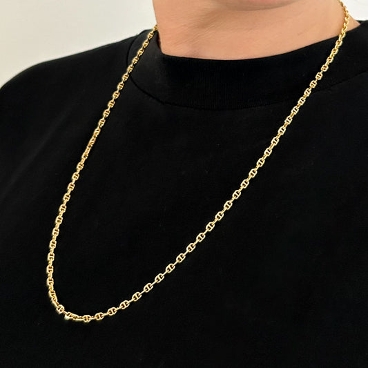 14224GM - Collar cadena forzada con barras oro 18kt - 61cm