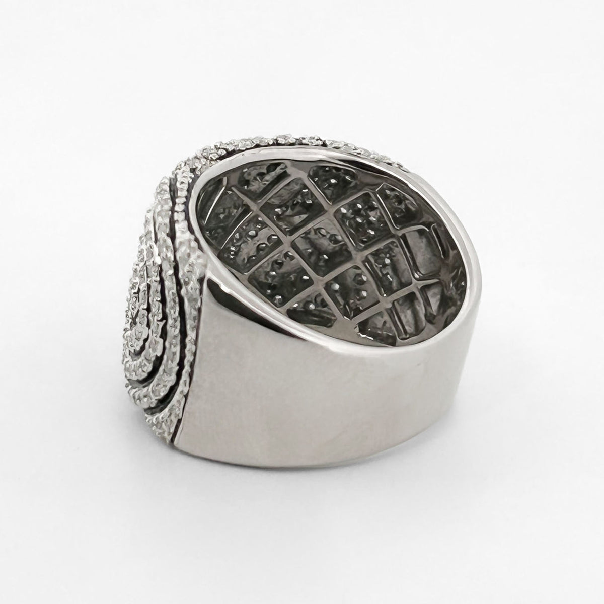 Sortija oro blanco con pavé de diamantes - 14451GM