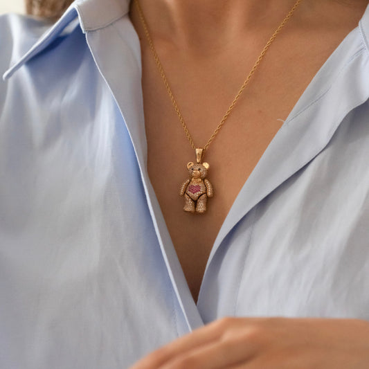 Comprar colgante en forma de osito realizado en oro amarillo de 18kt con una valía para combinar con una cadena y convertirlo en collar. Joyería Ian'Or.