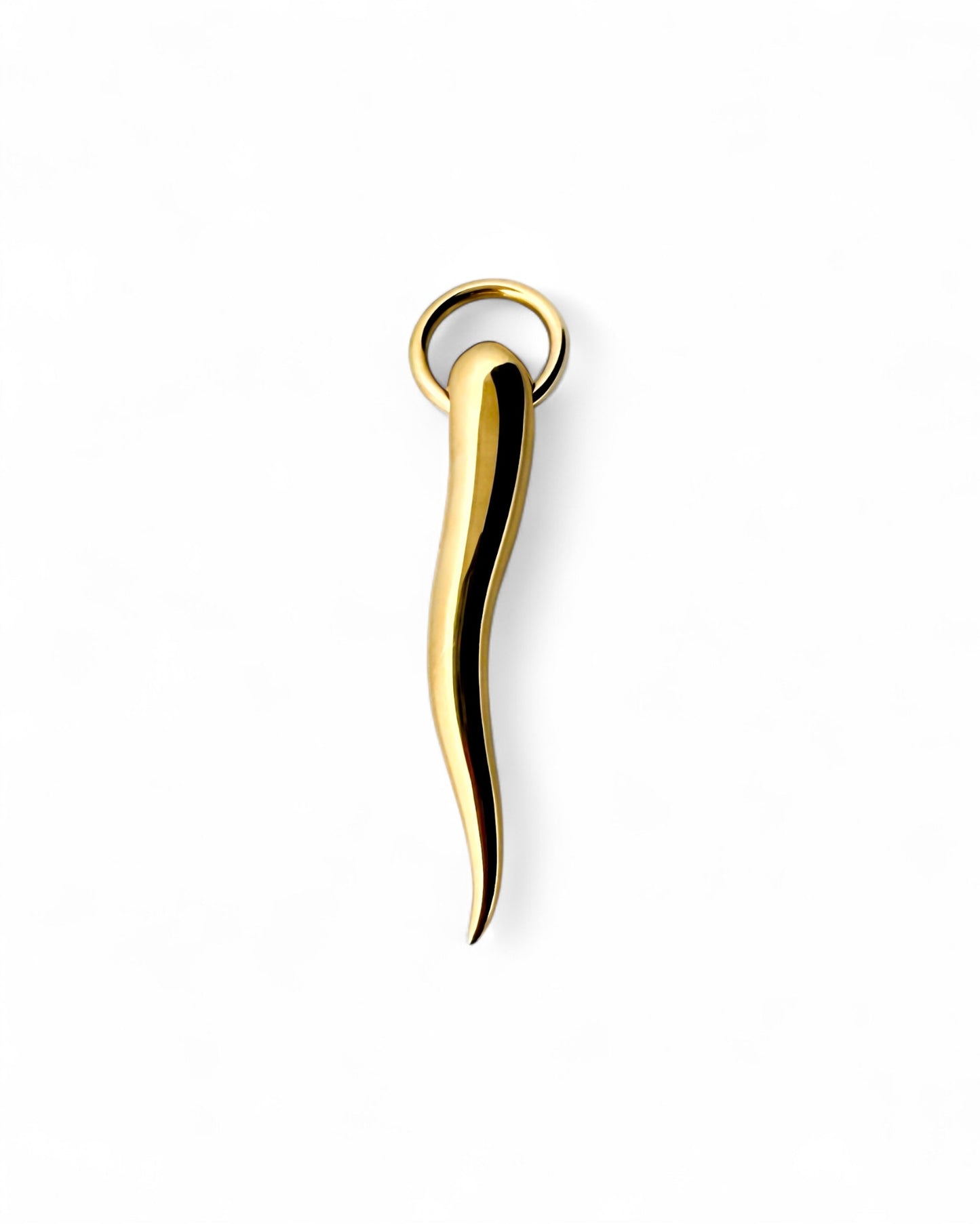 Colgante en forma de cuerno de la firma Pomellato de la colección Cornetti realizado en oro de 18k. Amuleto portafortuna llamado Cornicello, joyas Pomellato al mejor precio