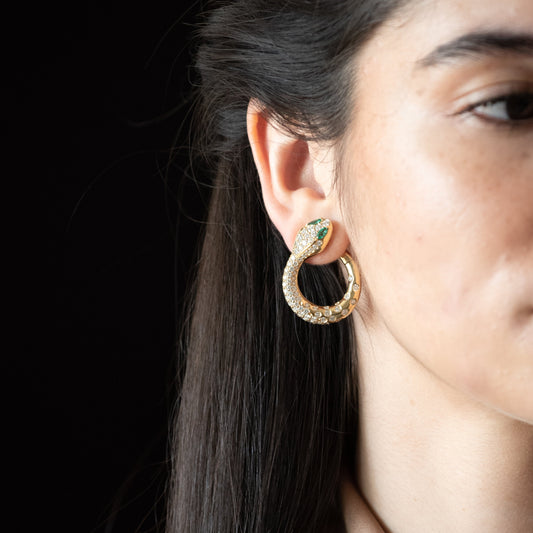 14678GM - Pendientes serpiente Crivelli oro amarillo 18kt diamantes y esmeraldas