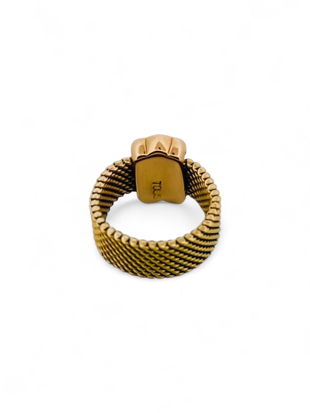 Comprar anillo original de Tous realizado con el característico tejido de malla en oro amarillo de 18kt y oso icónico de la marca en oro amarillo de 18k. Ian'Or
