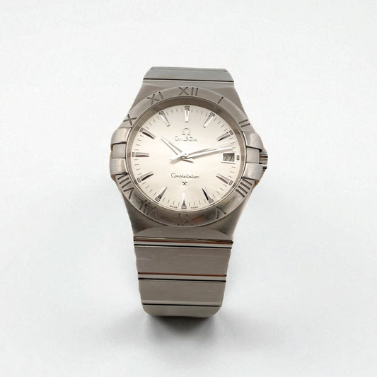 Comprar clásico reloj vintage Omega Constellation con esfera de 34mm. Realizado en acero. Relojes Omega de segunda mano baratos en Bcn. Joyería Ian'Or.