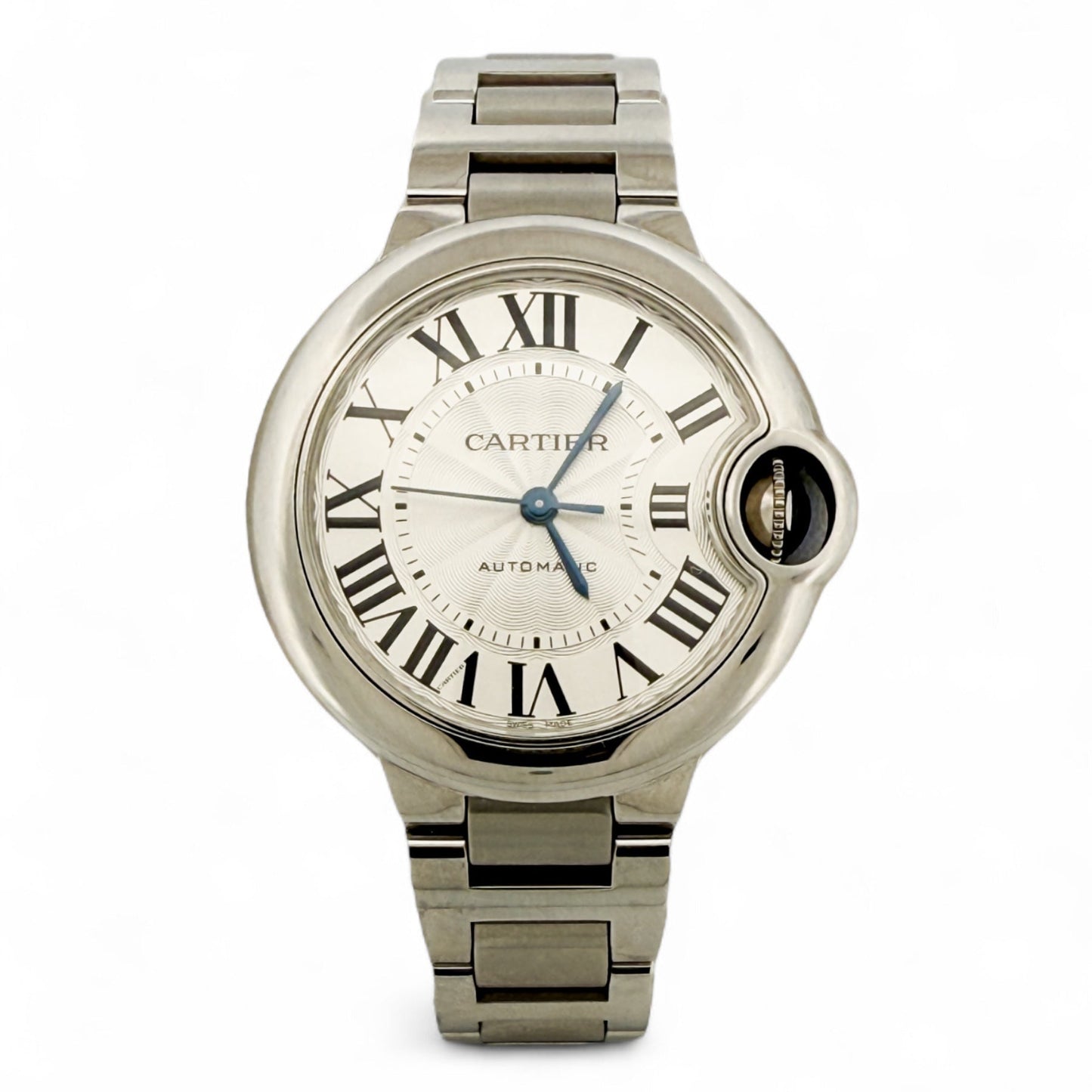 Reloj original Cartier Ballon Bleu de 33mm realizado en acero con movimiento automático.
Relojes Cartier de segunda mano baratos en Barcelona.