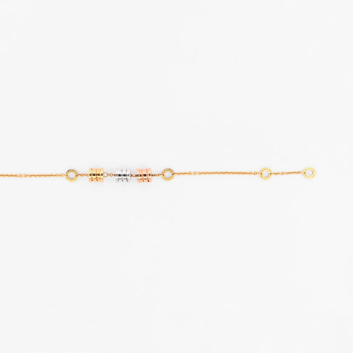 Comprar pulsera Bvlgari modelo B.zero realizada en oro amarillo, blanco y rosa de 18kt. Cierre tipo mosquetón. Joyas Bvlgari. Joyería Ian'Or. Envio GRATIS.