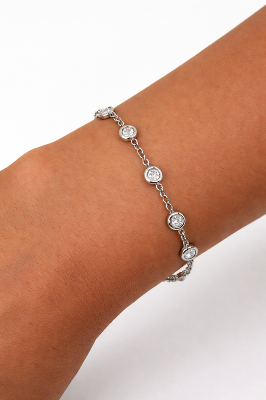 15084P - Pulsera oro blanco 18kt y diamantes - 18cm