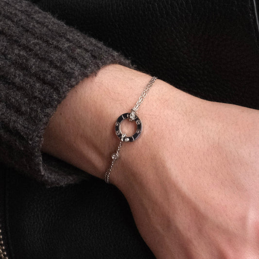 15238GM - Pulsera Cartier Love cadena oro blanco 18kt y diamantes