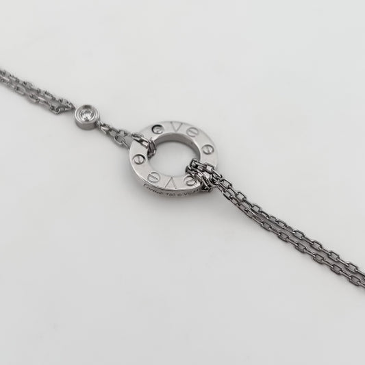 Pulsera de la prestigiosa firma Cartier realizada en oro blanco de 18kt. De la colección Cartier LOVE. Joyas Cartier al mejor precio certificada