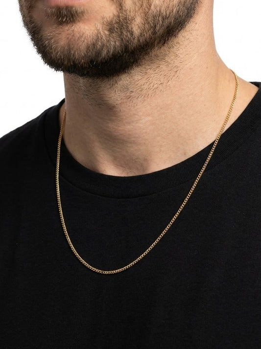 Comprar cadena barbada realizada en oro amarillo de 18kt. Esta cadena dispone de cierre tipo reasa. Joya unisex. Joyas acondicionadas. Envío GRATIS. Ian'Or.