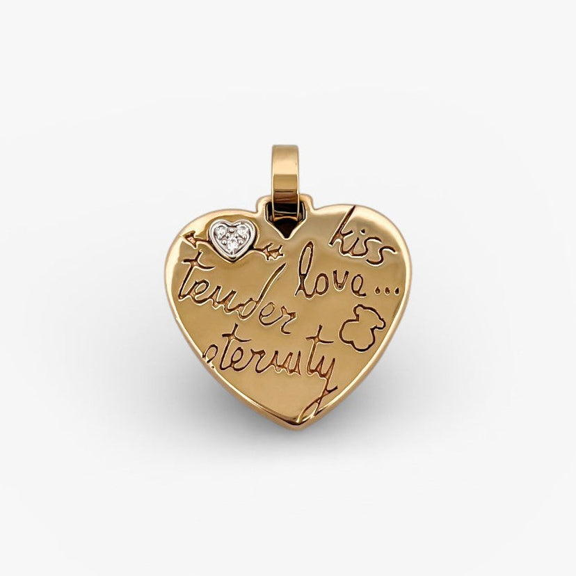 Comprar colgante de la firma TOUS en forma de corazón realizado en oro amarillo de 18kt con un corazón de diamante.Venta de joyas Tous segunda mano envio gratis