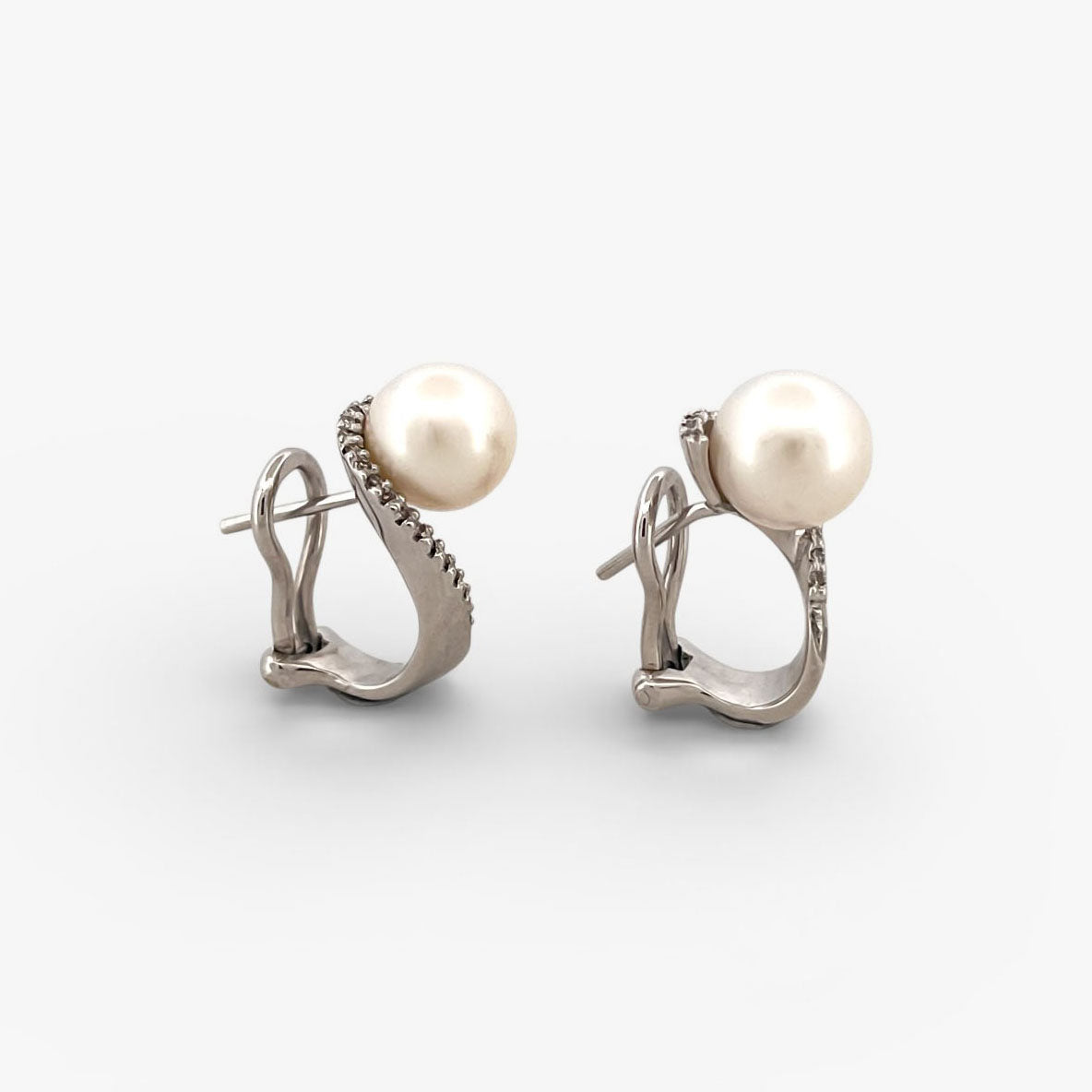 Pendientes de perlas y diamantes oro blanco 18kt brillantes y perlas - 15958GM