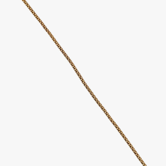 Comprar collar de oro amarillo de 18kt con cadena de cordón malla redonda. La cadena mide 45,5cm de largo y dispone de un cierre tipo mosquetón. Joyería Ian'Or. Envío GRATIS.