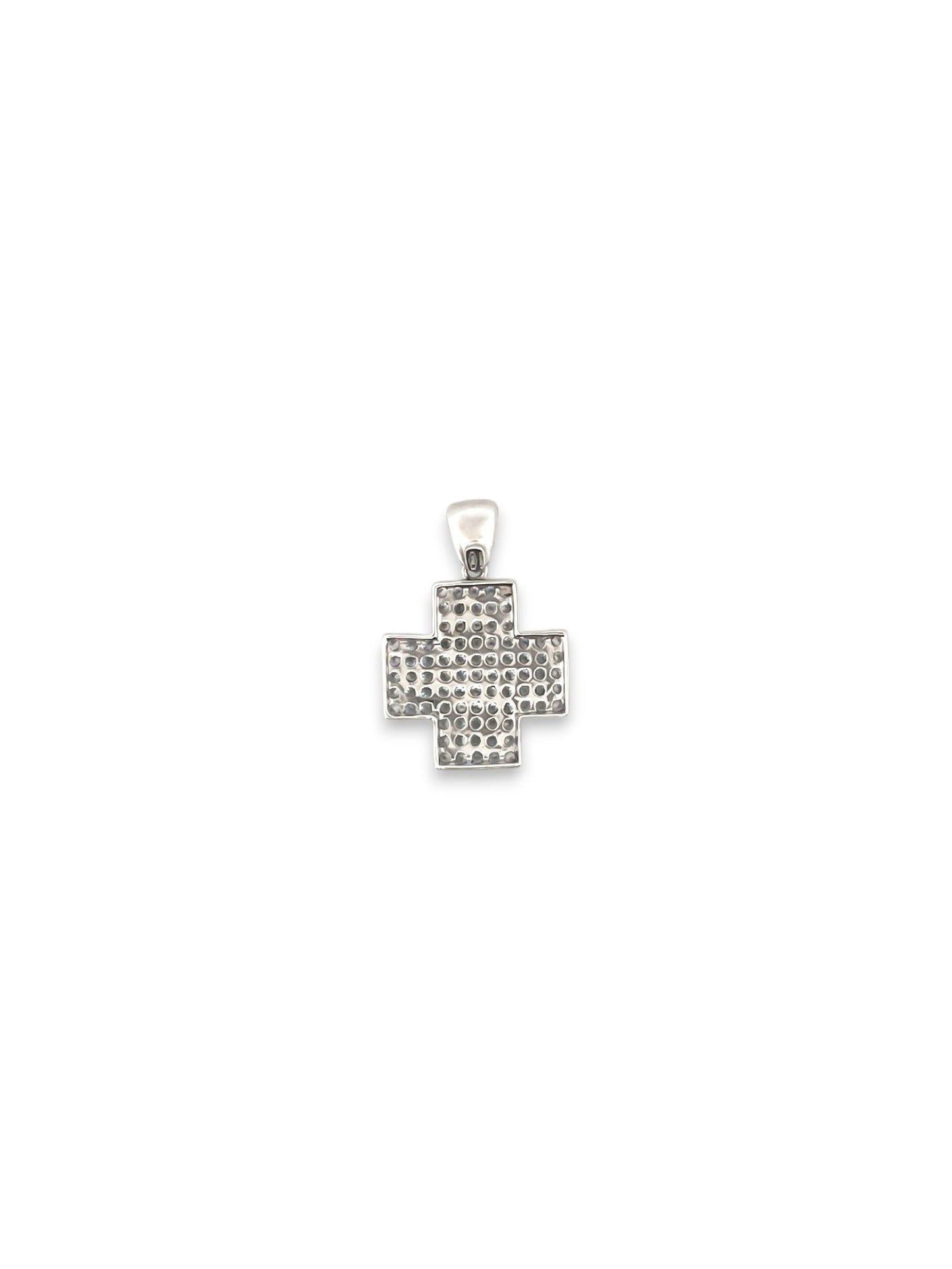 Cruz realizada en oro blanco y diamantes talla brillante. Cruces religiosas . Joyería Compro Oro Barcelona. Ian'Or.
