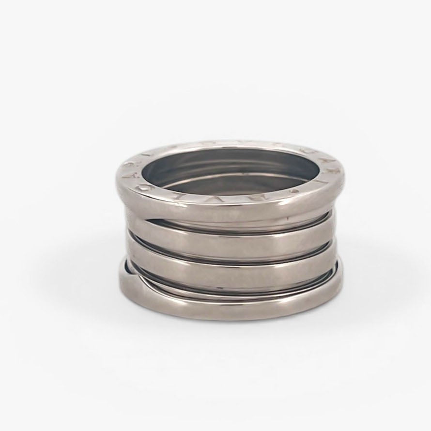 Comprar anillo de la colección B.zero1 de la firma BVLGARI en oro blanco de 18kt de 5 bandas. Joyas Bvlgari baratas. Joyería Ian'Or. Envío Gratis.