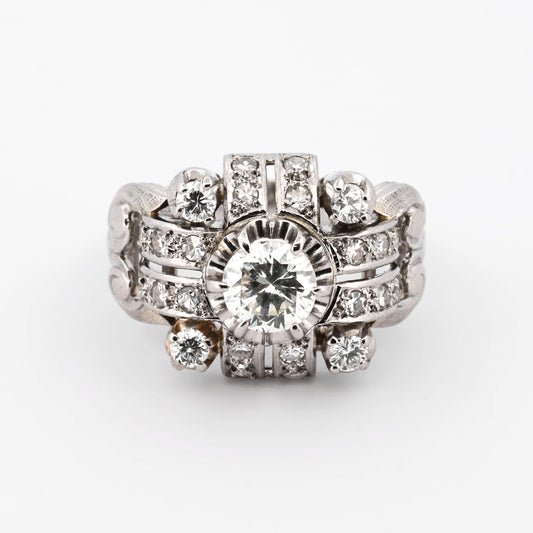 Sortija art decó de platino y diamantes - 16517GM