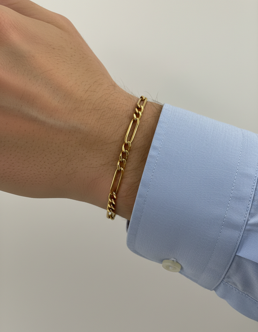 Comprar pulsera realizada en oro amarillo de 18kt con eslabones y cierre de cajón. Pulseras de oro 18kt baratas al mejor precio.