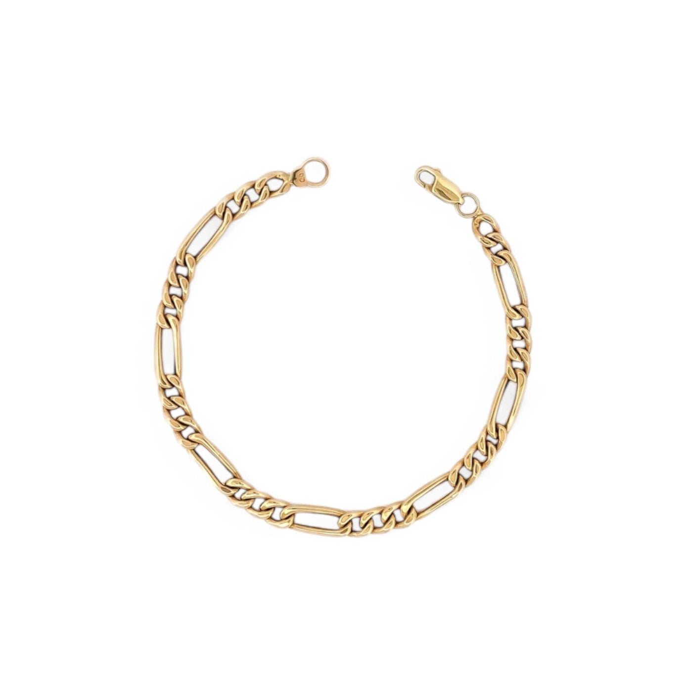Pulsera oro amarillo de 18kt con cadena alterna barbada. La cadena mide 19,4cm y dispone de un cierre tipo mosquetón. Pulseras de oro 18kt al mejor precio.