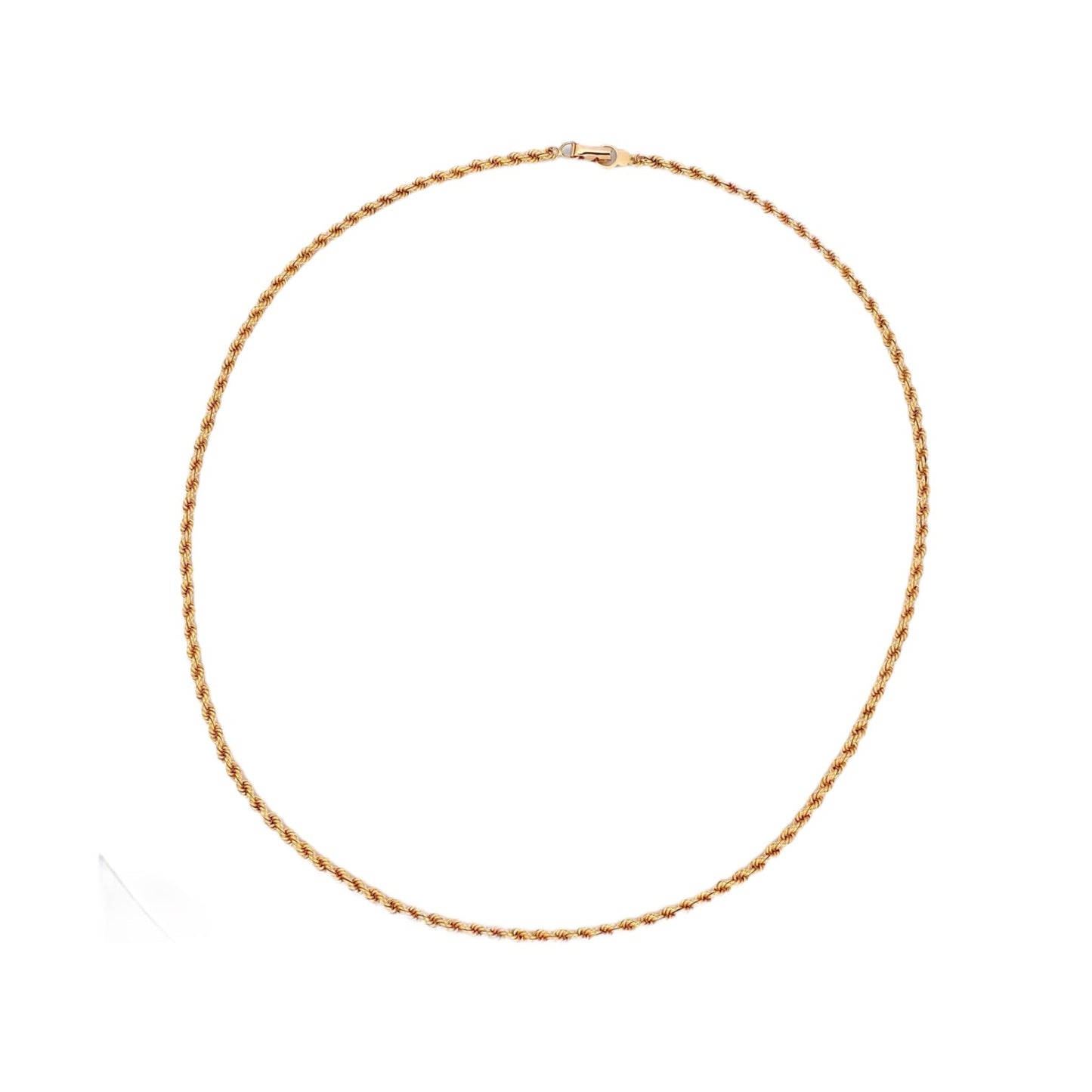 Collar de Oro amarillo de 18kt con cadena de cordón salomónico. La cadena mide 50,5cm de largo y dispone de un cierre tipo anzuelo. Dónde comprar y vender oro en Barcelona al mejor precio.