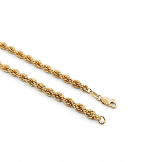 Comprar collar de Oro amarillo de 18kt con cadena de cordón salomónico. La cadena mide 60cm de largo y dispone de un cierre tipo mosquetón. Joyería Ian'Or. Envío GRATIS.