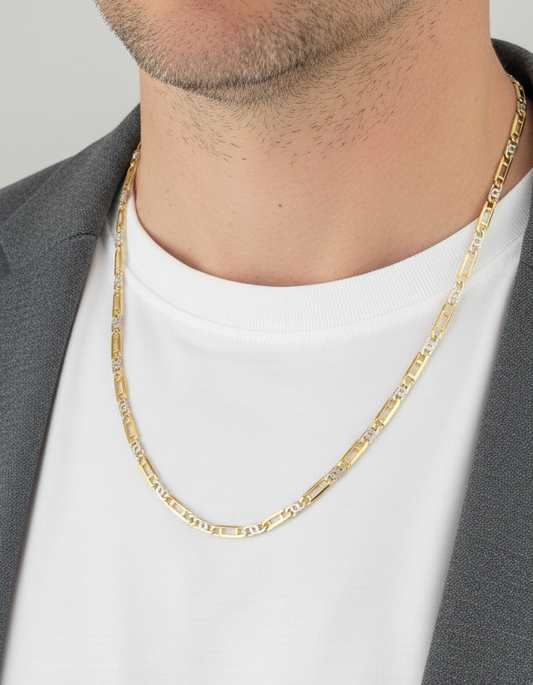 Comprar collar con cadena alterna bicolor y cierre tipo mosquetón. Joya unisex. Joyas acondicionadas. Envío GRATIS. Ian'Or.