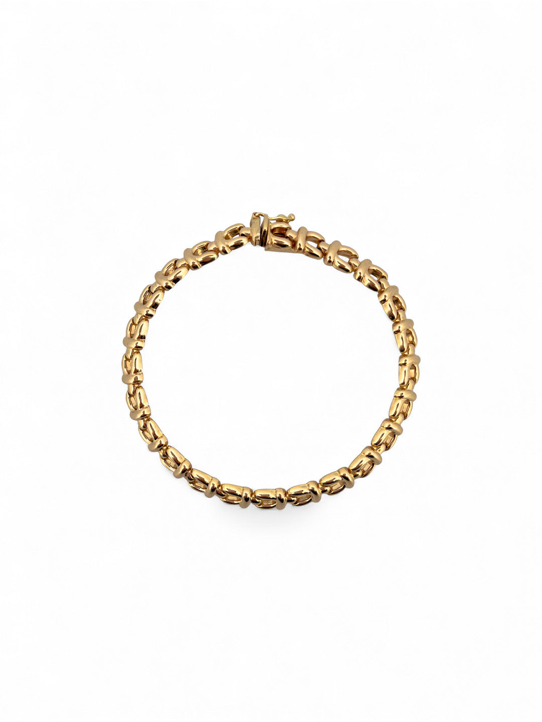 Comprar pulsera realizada en oro amarillo de 18kt con eslabones y cierre con brazo de seguridad. Cadenas de oro 18kt baratas al mejor precio.