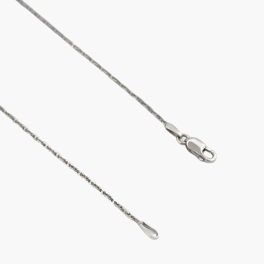 Comprar collar con cadena de grano cafe en oro blanco de 18kt y cierre tipo mosqueton. Joya unisex. Envío GRATIS. Joyería Ian'Or.
