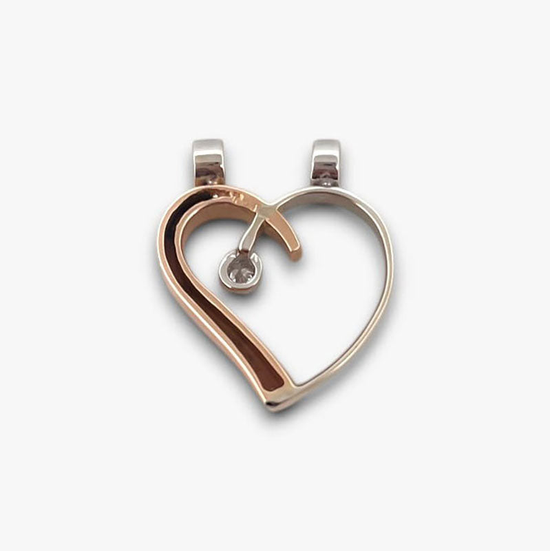 Comprar Colgante corazon con diamante realizado en oro amarillo y oro rosa de 18kt. oro al mejor precio oro barato corazon diamante brillante plateado envio gratis