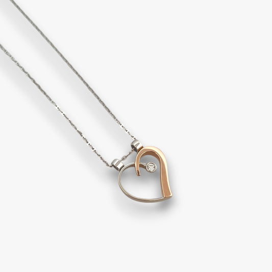 Comprar Colgante corazon con diamante realizado en oro amarillo y oro rosa de 18kt. oro al mejor precio oro barato corazon diamante brillante plateado envio gratis