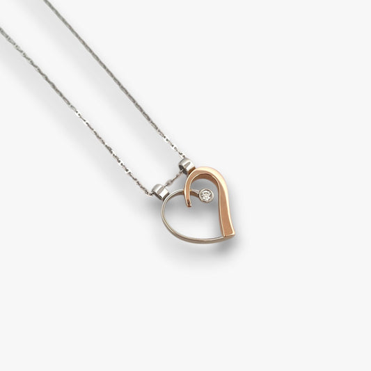 Comprar Colgante corazon con diamante realizado en oro amarillo y oro rosa de 18kt. oro al mejor precio oro barato corazon diamante brillante plateado envio gratis
