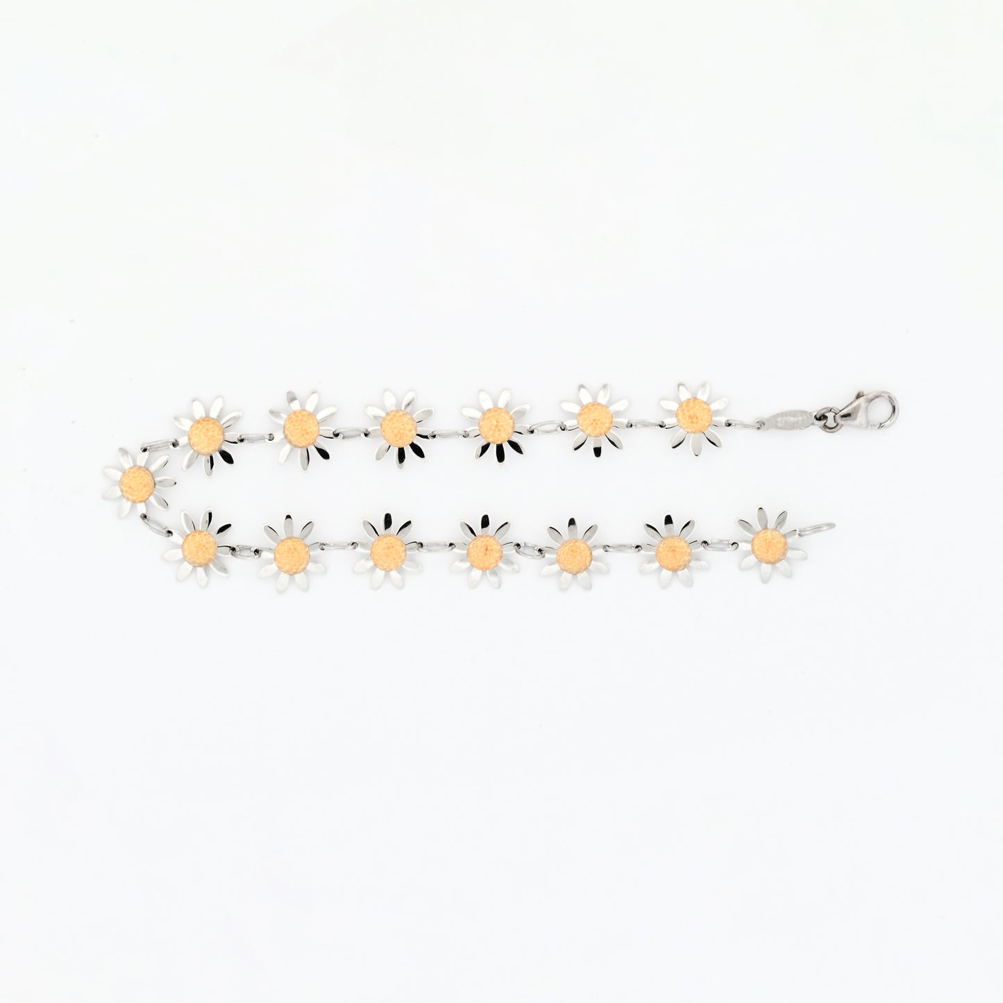 Pulsera oro blanco y oro amarillo 18kt flores - 19799P