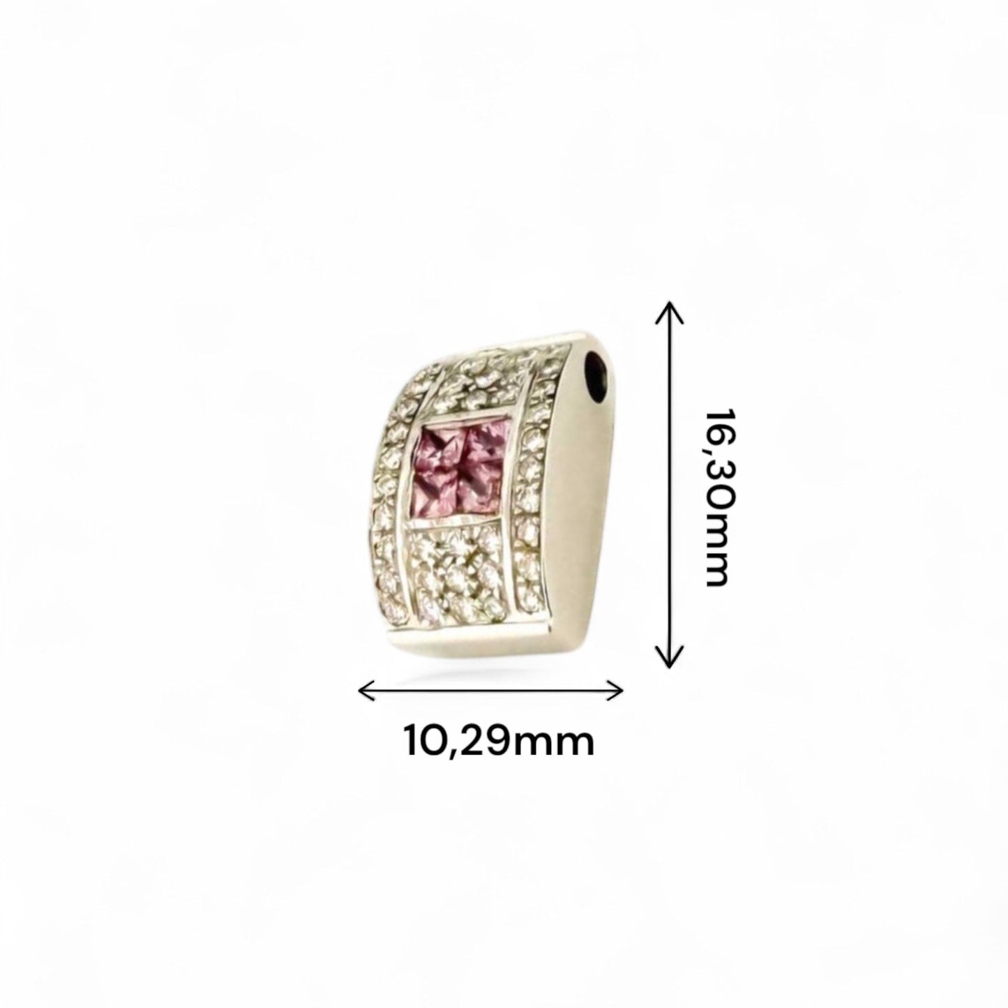 Comprar colgante en forma de rectángulo realizado en oro blanco de 18kt con pavé de diamantes y 4 amatistas talla princesa centrales. Joyería Ian'Or Barcelona.