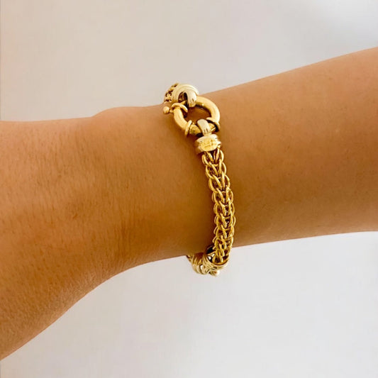 20122D - Pulsera malla palmera 18kt - 19cm