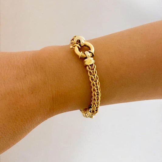 20122D - Pulsera malla palmera 18kt - 19cm