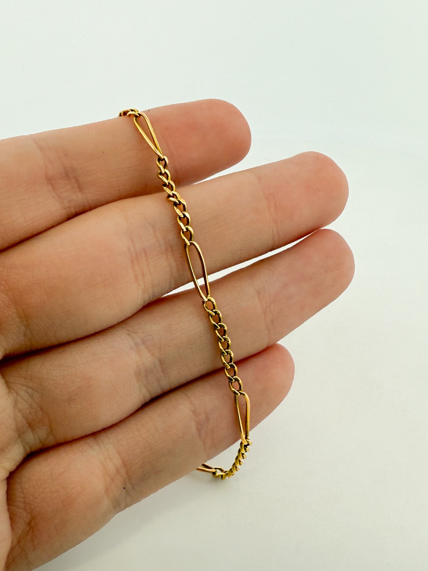 22428GV - Collar cadena alterna barbada oro amarillo 18kt - 43,2cm