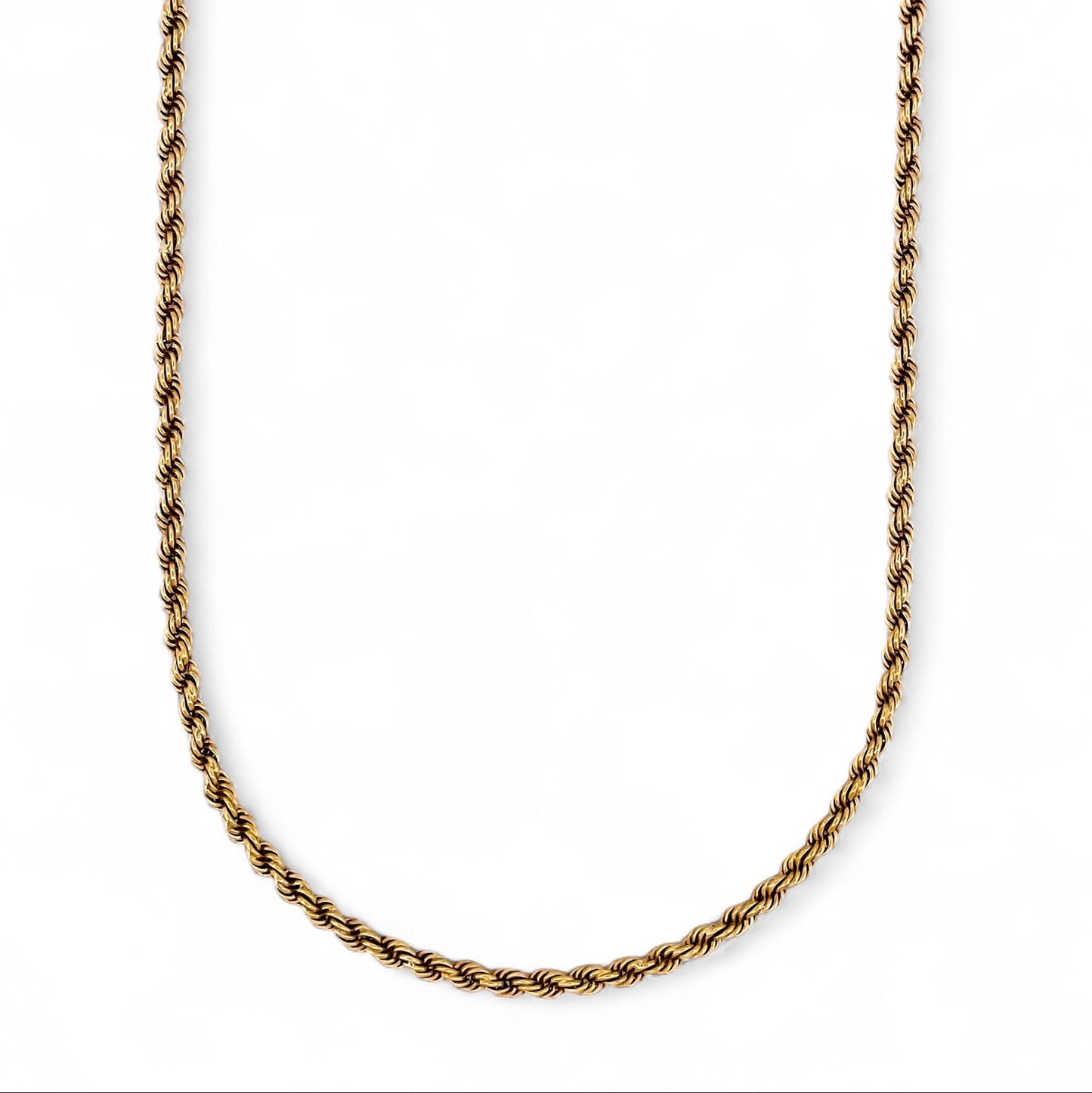 Comprar collar de oro amarillo de 18kt con cadena de cordón salomónico. La cadena mide 70,5cm, Cordones salomónicos baratos.
