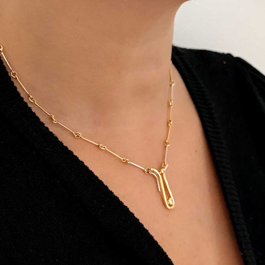 22954GV - Gargantilla semirrígida bicolor de oro 18kt y brillantes