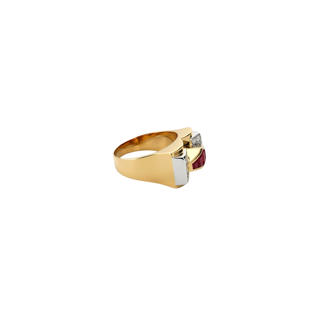 22956GV - Sortija oro amarillo 18kt rubíes y diamantes