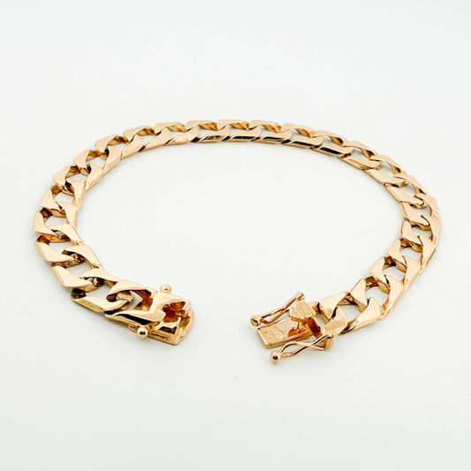 Comprar pulsera tipo cadena barbada realizada en oro amarillo de 18kt. Joya unisex. Pulseras de hombre de oro 18kt. Joyas restauradas. Joyería Ian'Or.