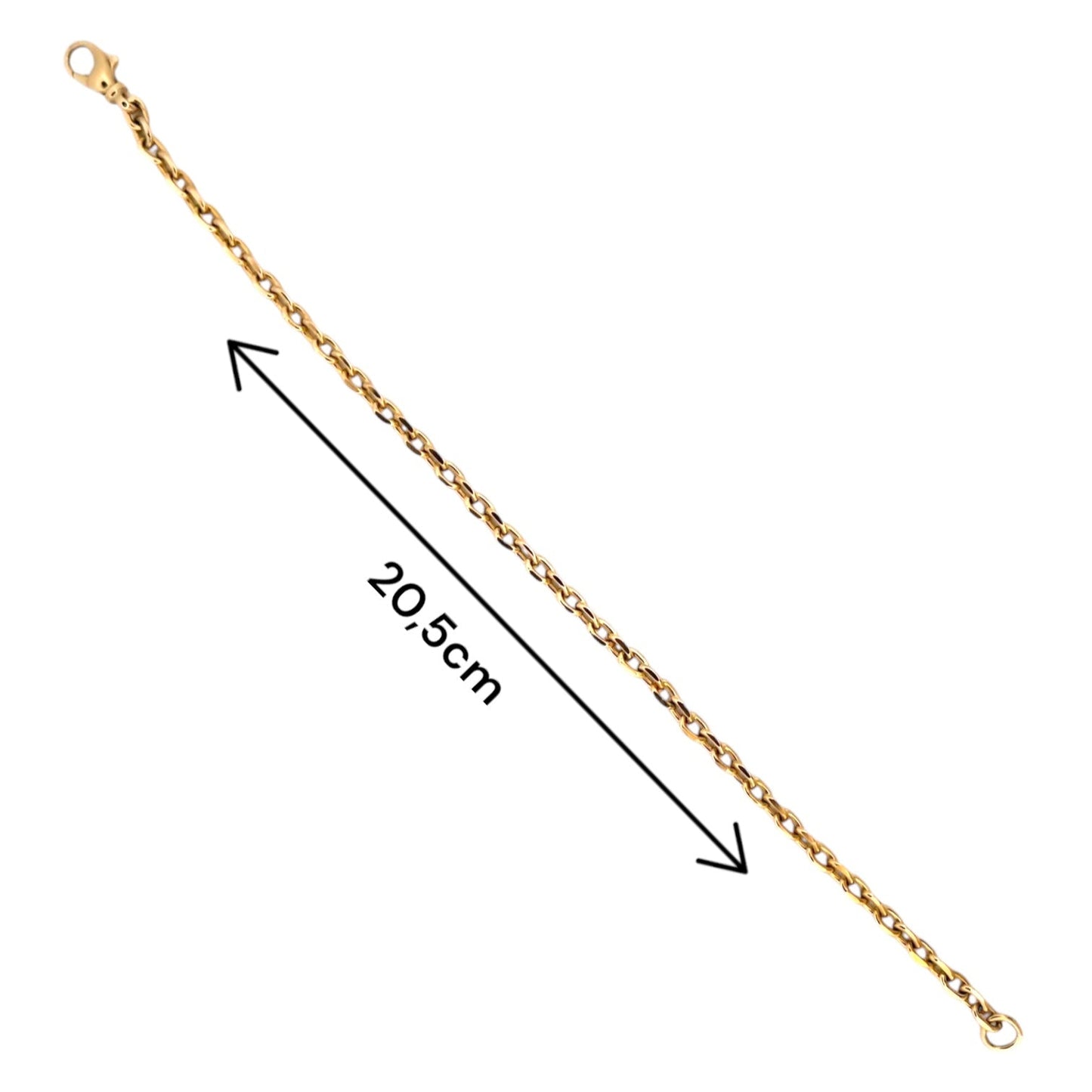 Pulsera oro amarillo de 18kt con cadena forzada. La pulsera mide 20,5cm y 3,74mm de grosor. Compra de joyas masculinas al mejor precio en Barcelona.