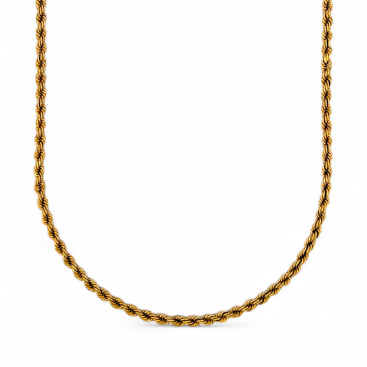 Comprar collar de oro amarillo de 18kt con cadena de cordón salomónico. La cadena mide 60,5cm de largo y dispone de cierre tipo mosquetón. Joyería Ian'Or.