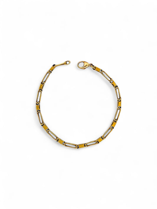 Comprar pulsera oro amarillo de 18kt y cierre tipo mosquetón. Compra de pulseras masculinas al mejor precio en Barcelona. Joyas de segunda mano. Joyería Ian'Or.