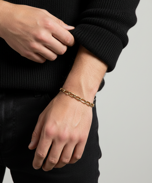 25125GV - Pulsera cadena bilbaína oro amarillo 18kt -21m