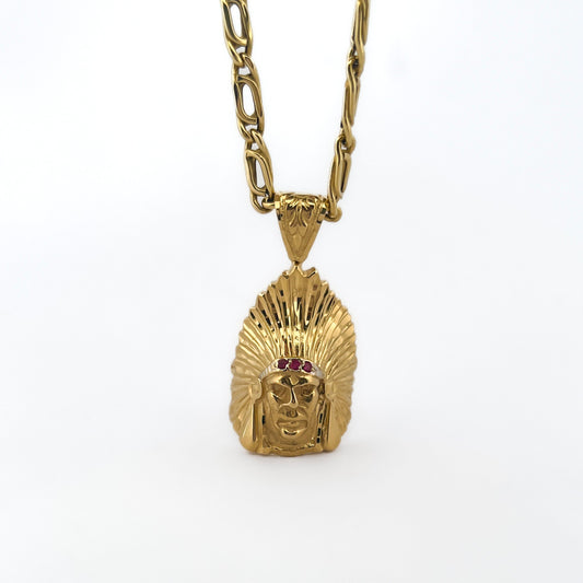 25804GV - Colgante Cabeza de Indio Oro Amarillo 18kt